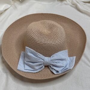 NWT Vineyard Vines Kentucky Derby Seersucker Bow Straw Hat